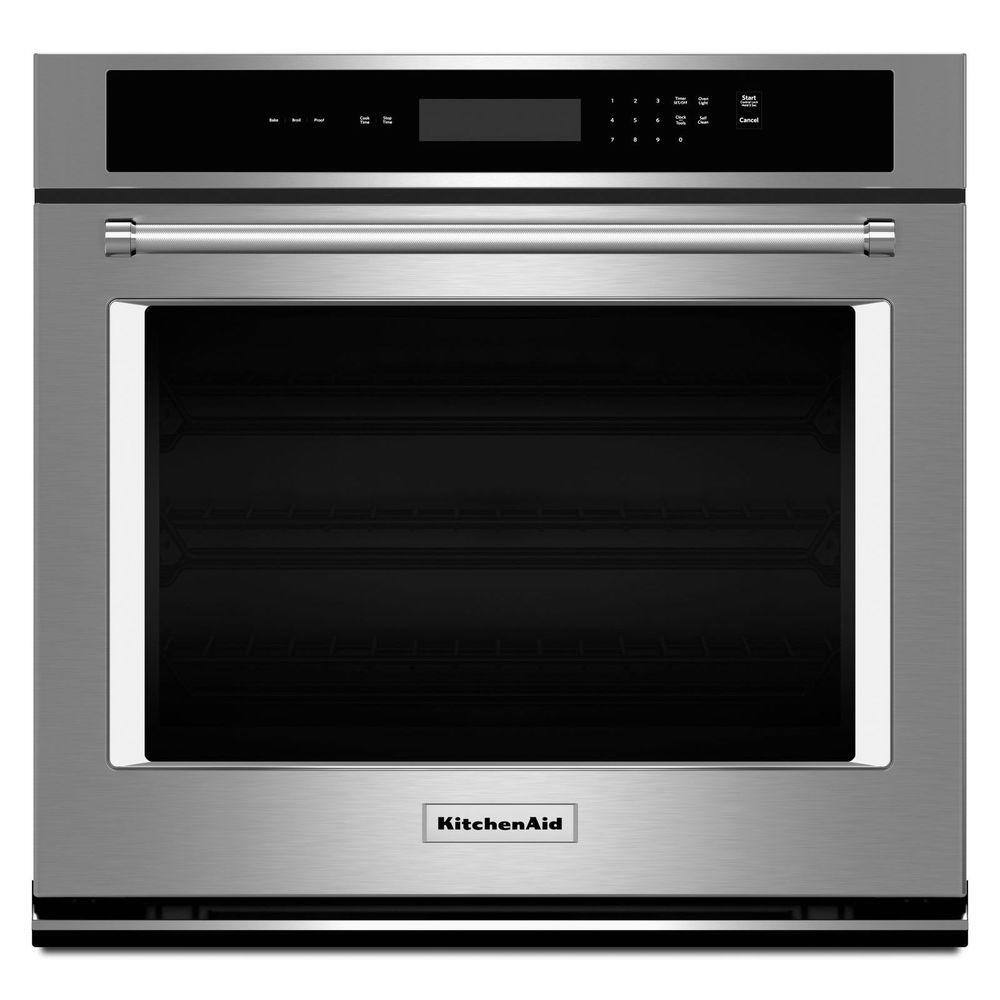 KitchenAid 30 in. Single Electric Wall Oven Self-Cleaning in Stainless Steel KOST100ESS