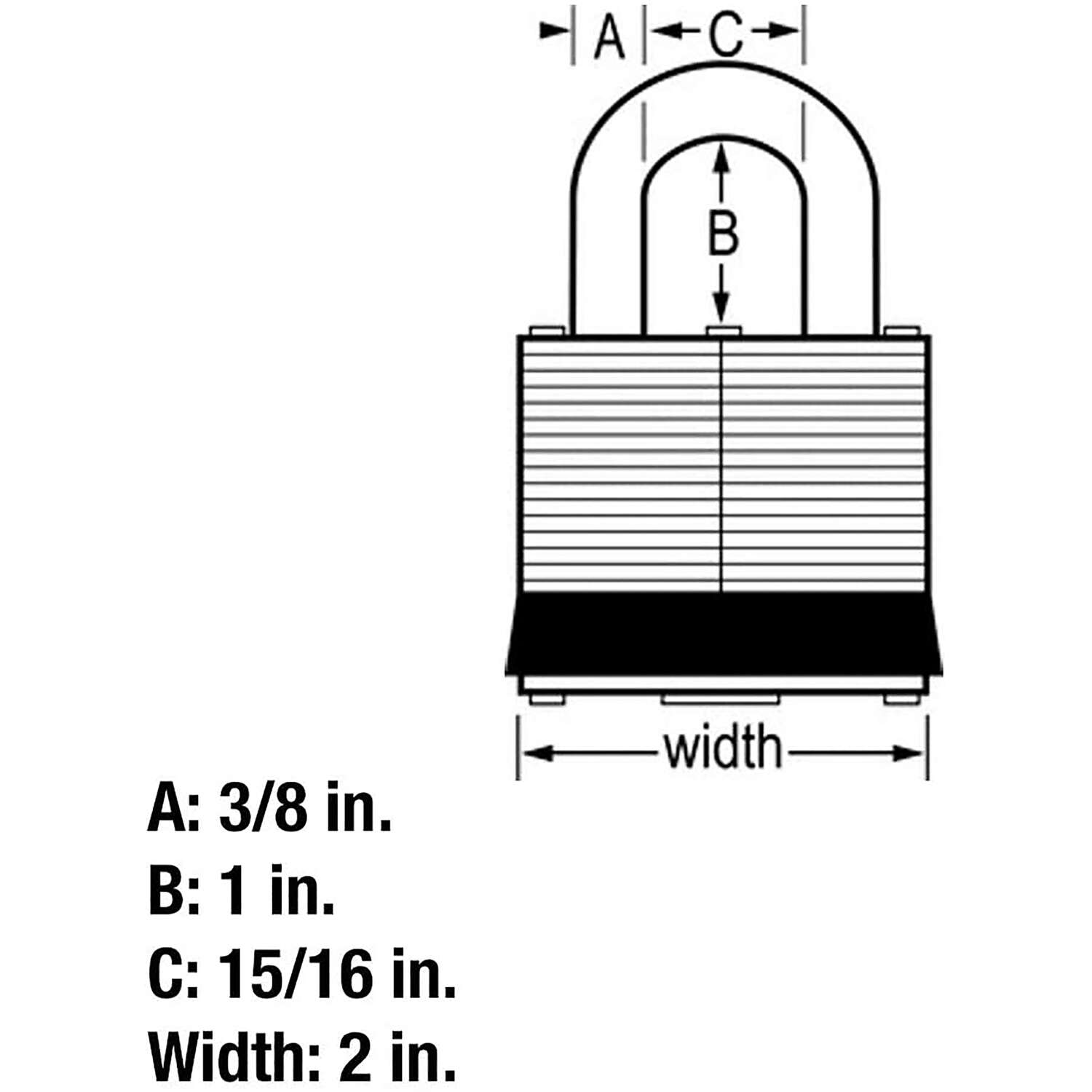 Master Lock 1-1/2 in. H X 2 in. W Laminated Steel 4-Pin Cylinder Padlock