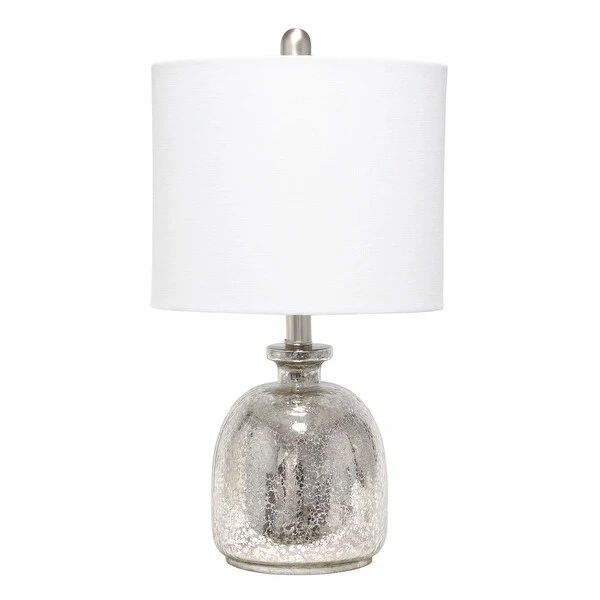 Lalia Home Hammered Glass Jar Table Lamp with White Linen Shade