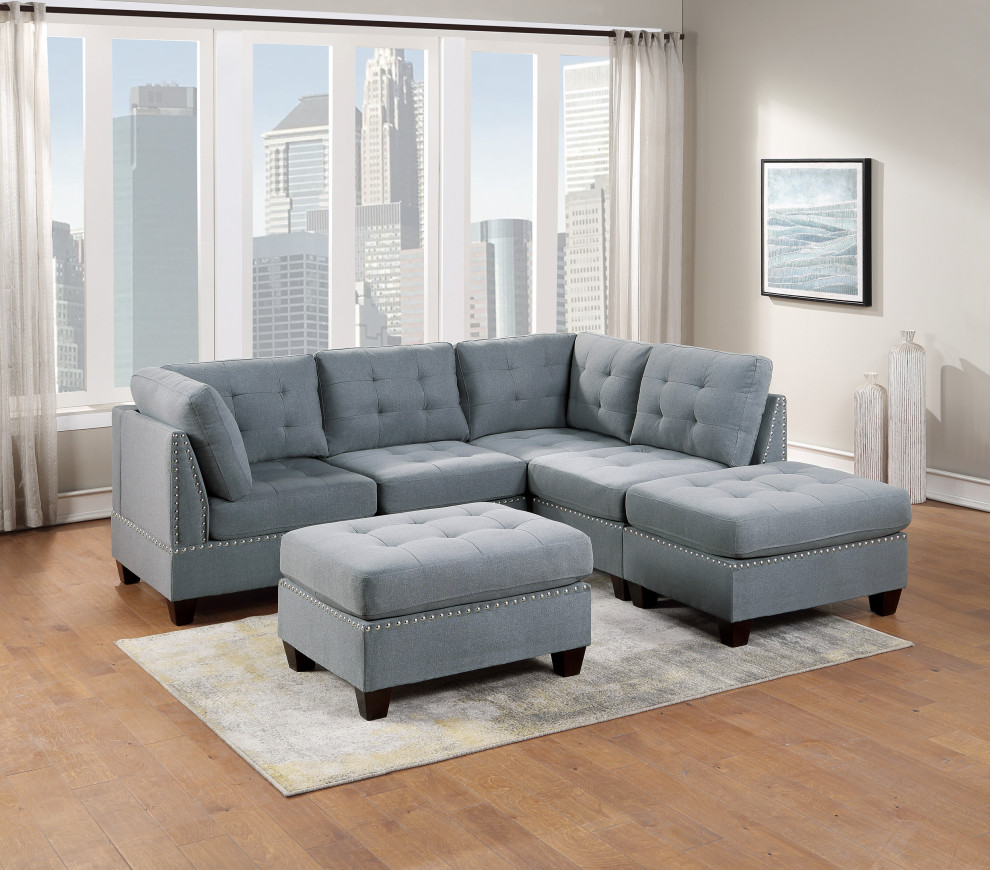 Grey Fabric Upholstered Sectional Modular   Transitional   Armchairs And Accent Chairs   by Simple Relax  Houzz