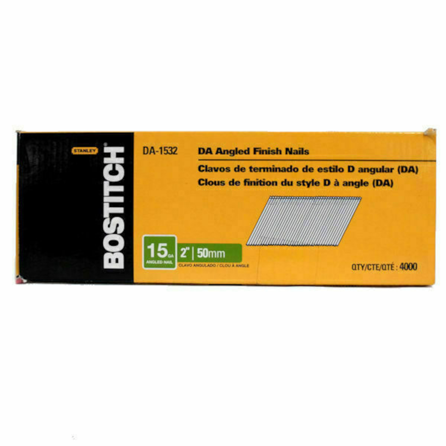 Bostitch 2 in. 15 Ga. Angled Strip Coated Finish Nails 4000 pk