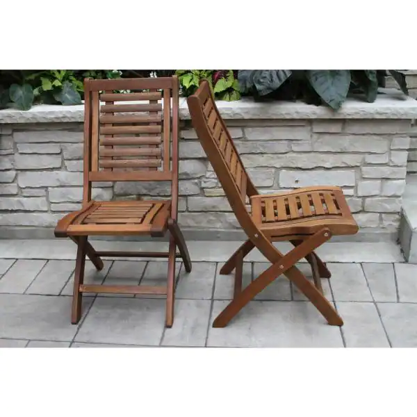 Outdoor Interiors Folding Eucalyptus Outdoor Dining Chair (2-Pack)