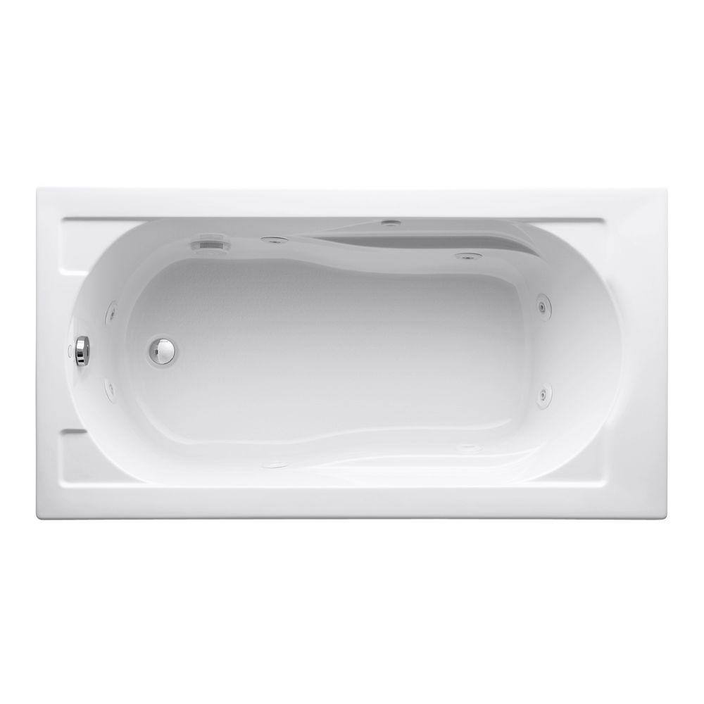 KOHLER Devonshire 60 in. x 32 in. Acrylic Drop-In Whirlpool Bathtub with Reversible Drain in White K-1357-0