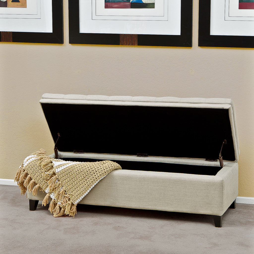 Sandford Contemporary Tufted Linen Storage Ottoman Bench