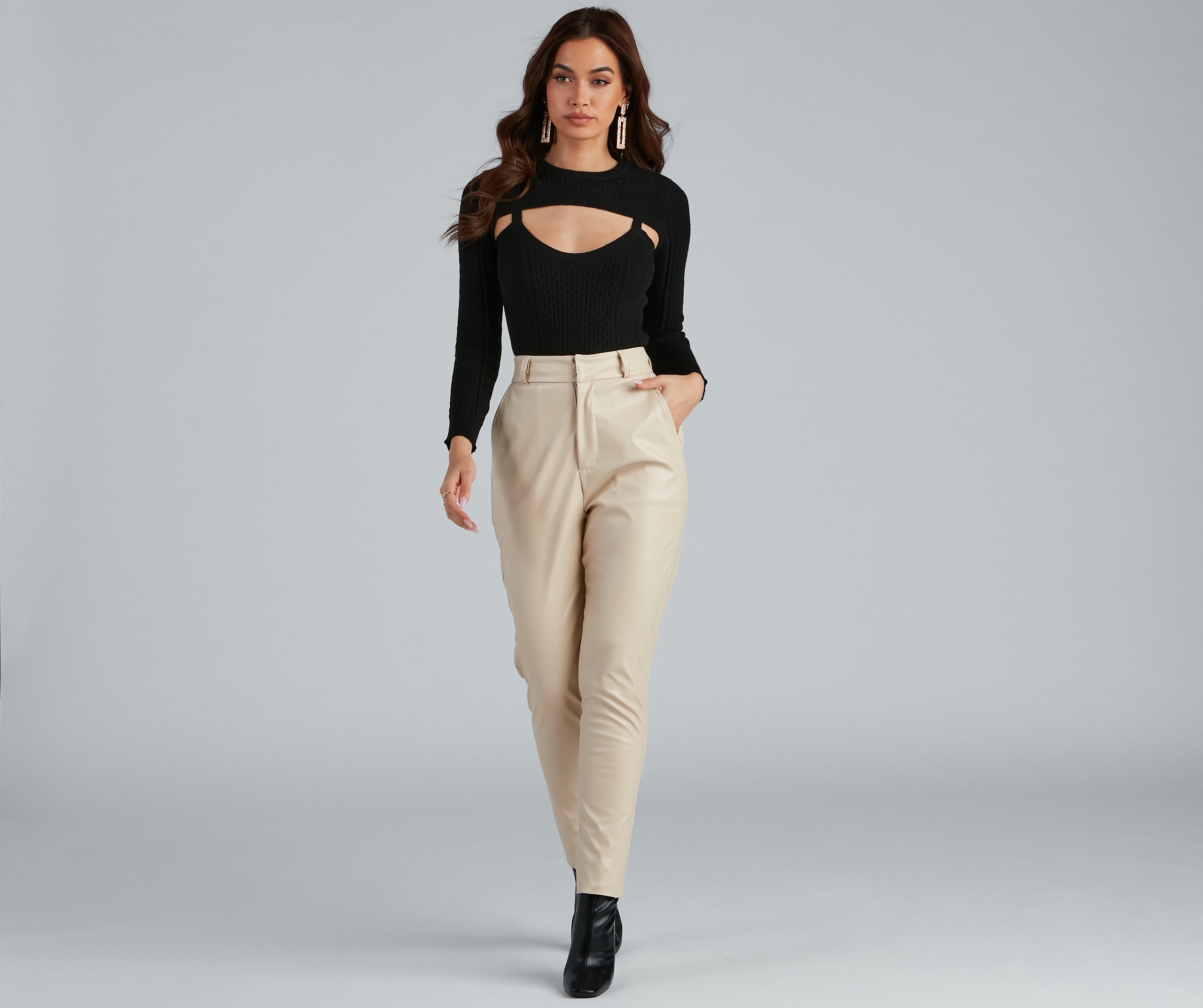 Classic Chic High Waist Faux Leather Pants