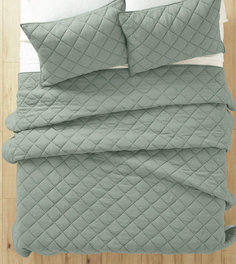 Better Homes and Gardens Sage Diamond Gauze Quilt， King