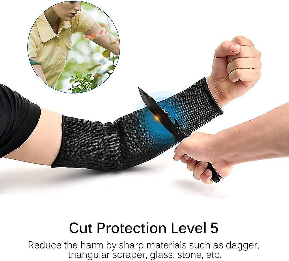 Pair 40cm Cut Resistant Protective Sleeves，burn Resistant，black，40cm