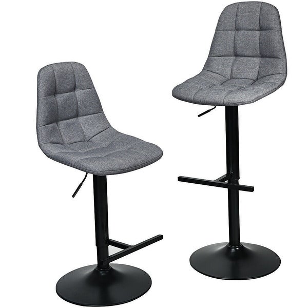 2Pcs Adjustable Bar Stools Swivel Counter Height Linen Chairs - 17.5