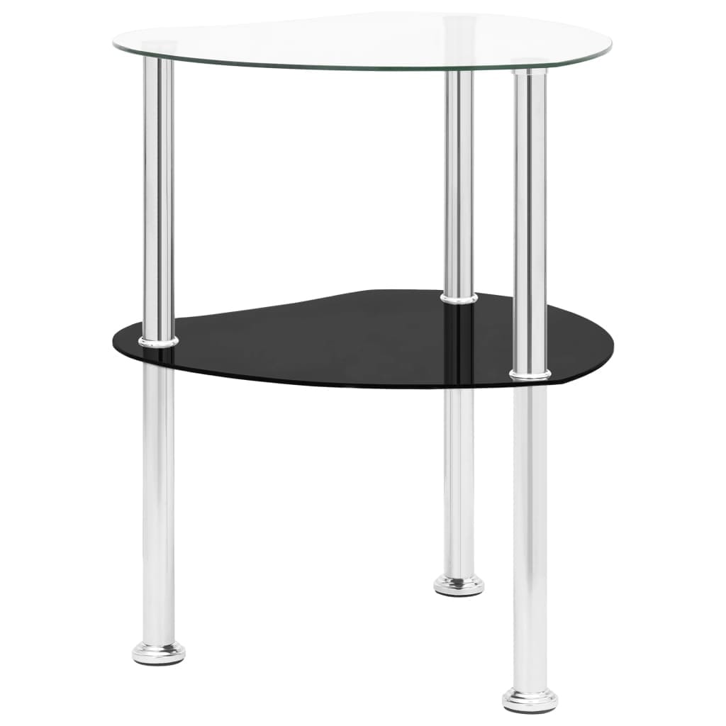 vidaXL 2-Tier Side Table Transparent and Black 15