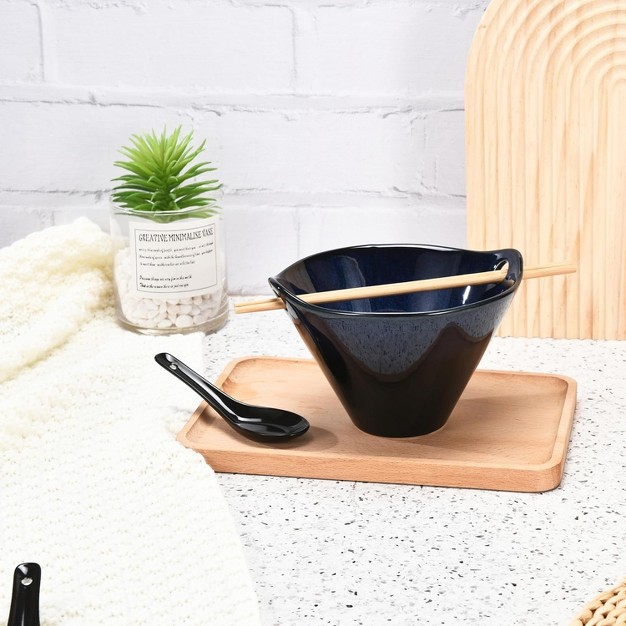 Kitchtic Ramen Udon Soup Bowl Set Set Of 2 Navy Blue