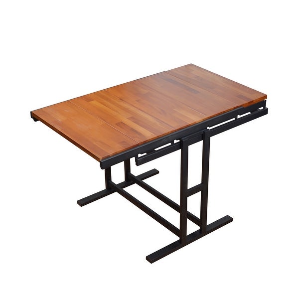 Wooden Multifunction Convertible Dining Table，Free Switch Space Saving Table Shelf