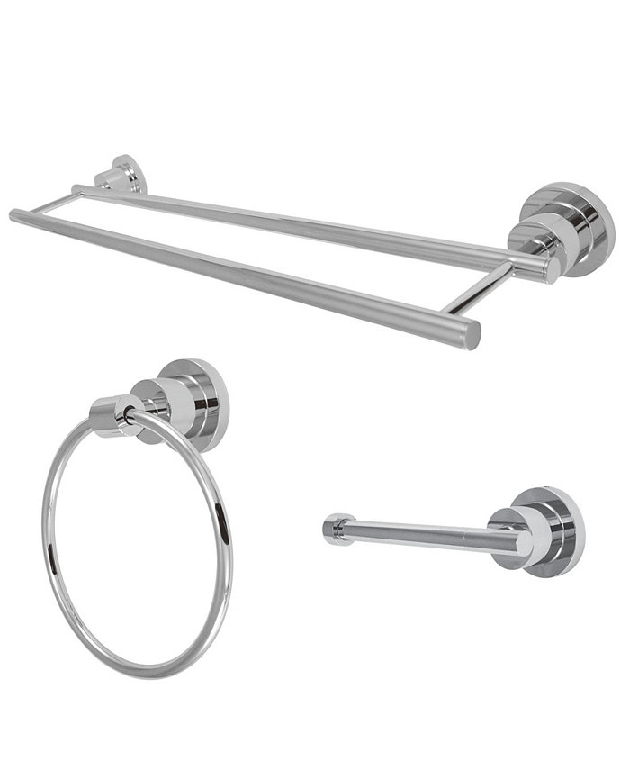 Kingston Brass Concord 3-Pc. Dual Towel Bar Bathroom Accessories Set in Polished Chrome