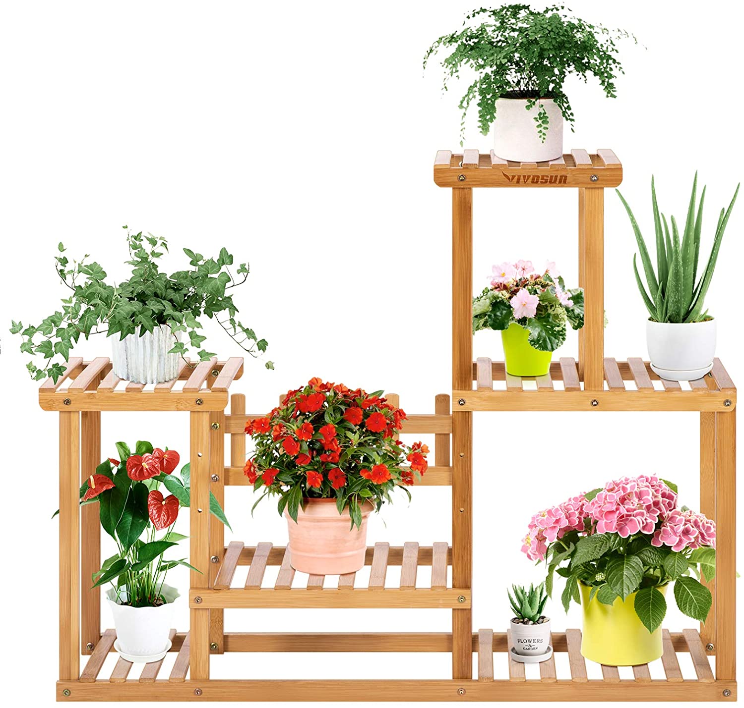 VIVOSUN Bamboo Plant Stand 6 Tier 7 Potted for Indoor Plants, Tall Plant Shelf Indoor Plant Rack Outdoor Multiple Flower Pot Holder