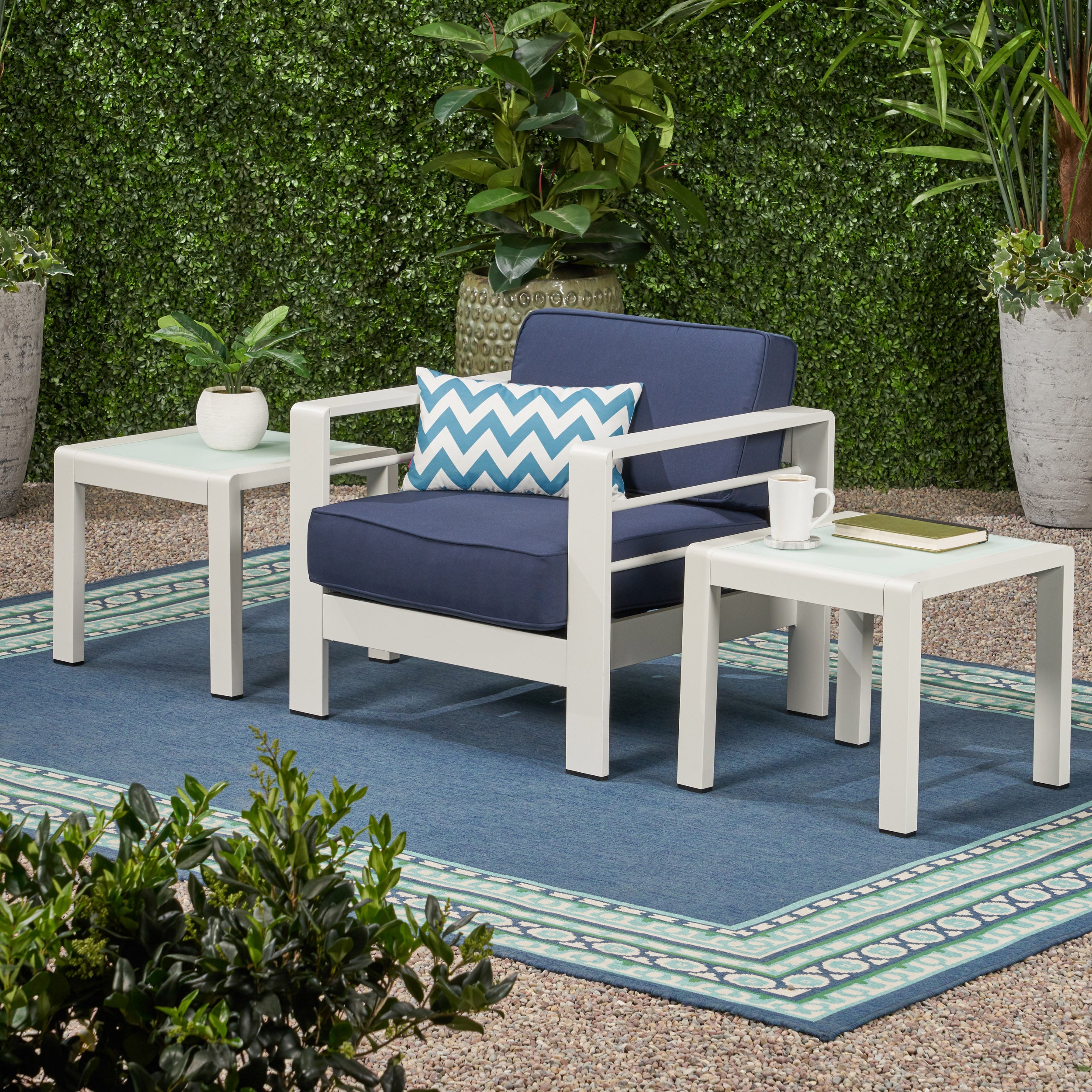 Cherie Coral Outdoor Aluminum Side Table (Set of 2)