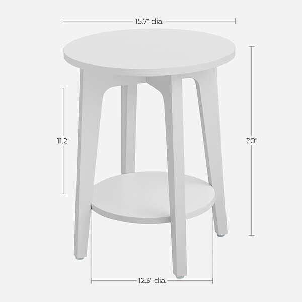 Round Side Table with Lower Shelf，End Table for Small Spaces