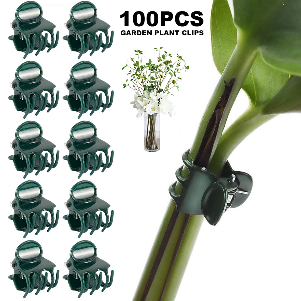 Willstar 100PCS Plant Support Clips Garden Ulable Orchid Stem Clips Flower Spike Clips