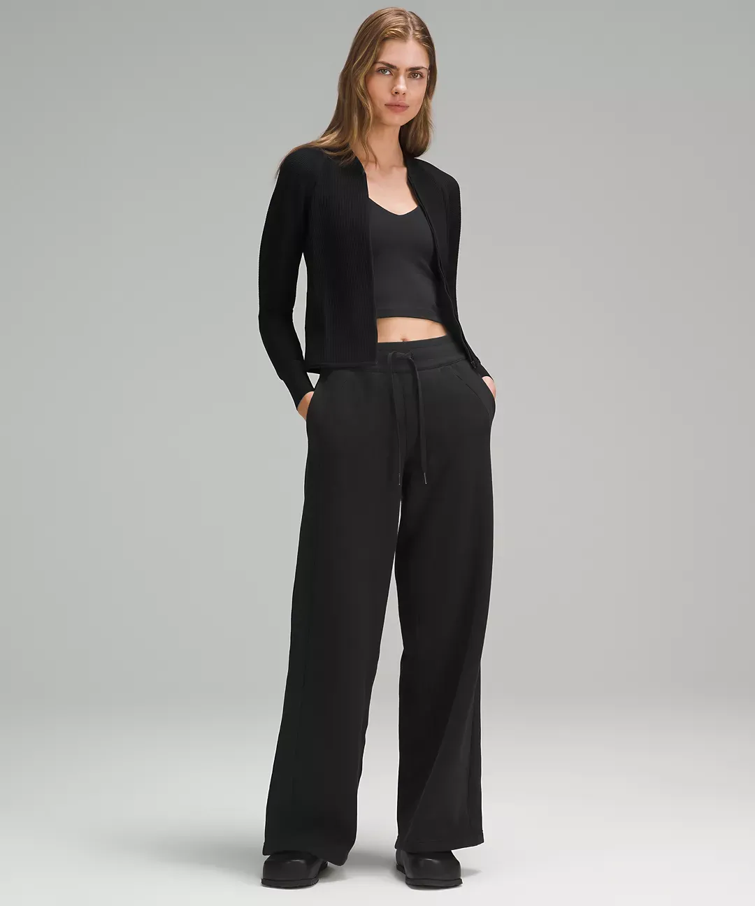 Scuba Mid-Rise Wide-Leg Full Length Pant