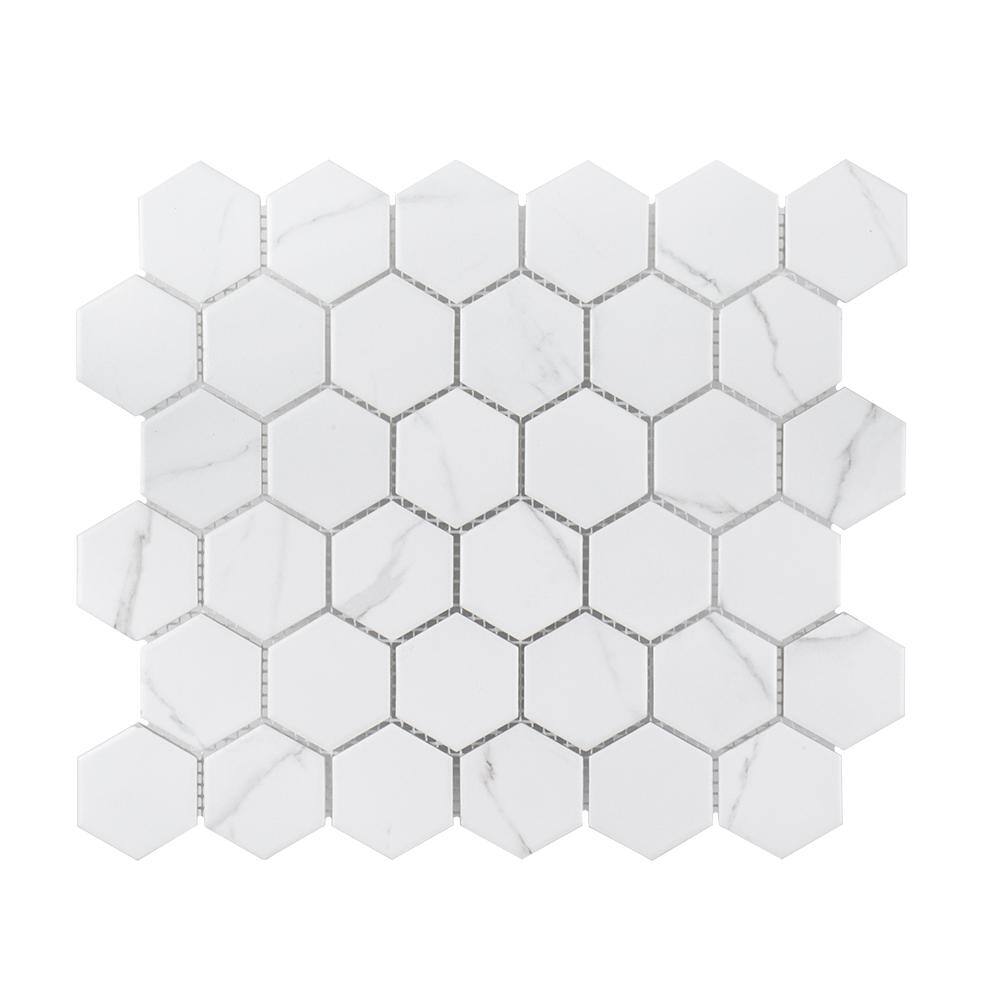 Jeffrey Court Whisper Valley White 11 in. x 12.625 in. Hexagon Matte Porcelain Wall and Floor Mosaic Tile (0.964 sq. ft.Each) 98439