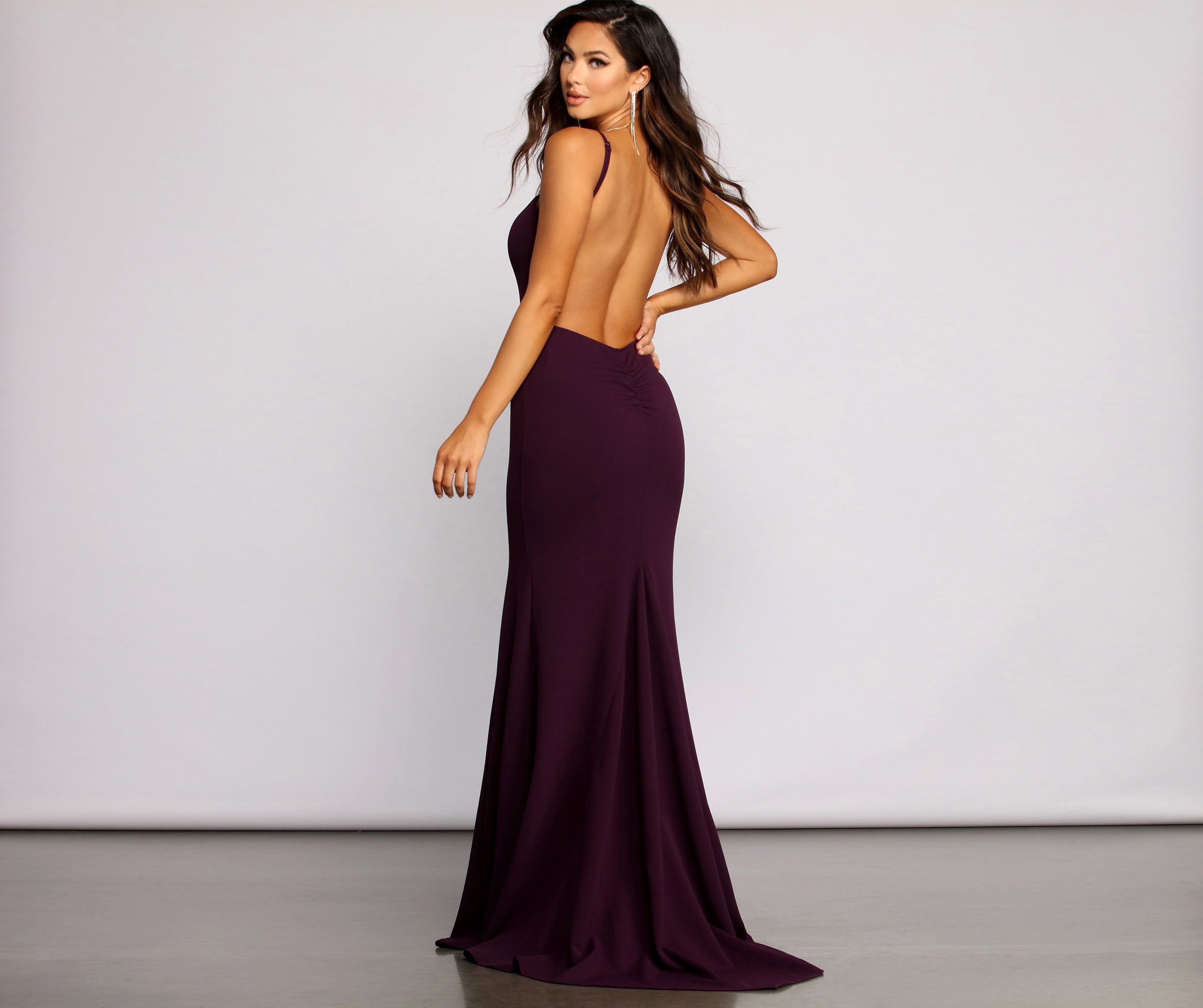 Cara Formal Crepe Open Back Dress