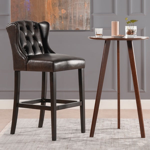 Copper Grove Sapaata Armless Wingback Leather Tufted Counter Stool