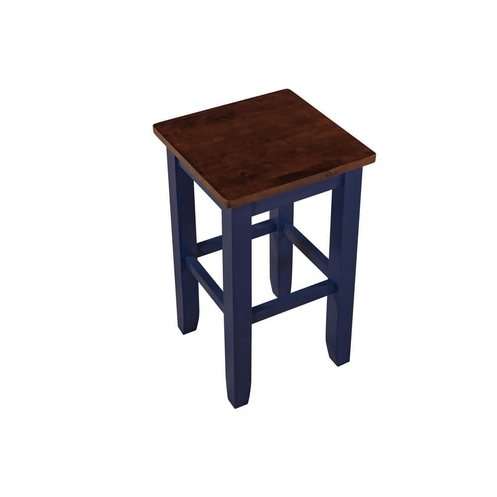 FORCLOVER 24 in. Navy Blue Backless Wood Bar Stool with Saddle Seat (Set of 4) TPMEFC46