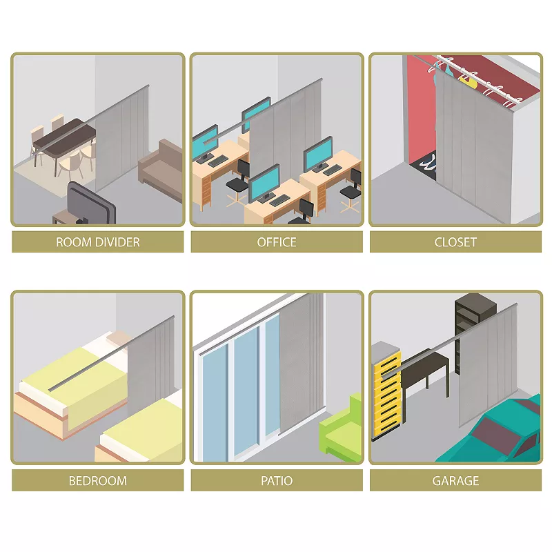 Rod Desyne Embroidered Cadet 6-Panel Single Rail Panel Track Room Extendable Divider