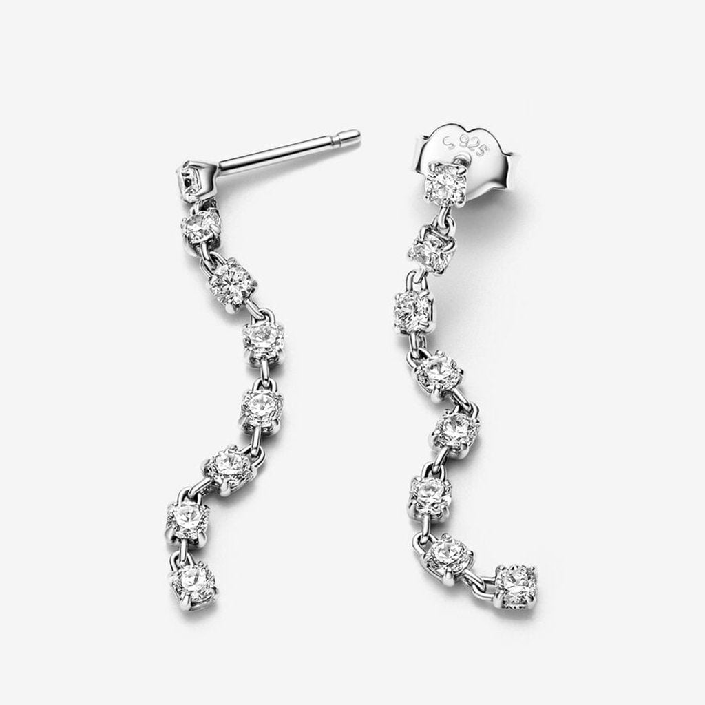 PANDORA  Sparkling Eight Stones Drop Earrings - Sterling Silver