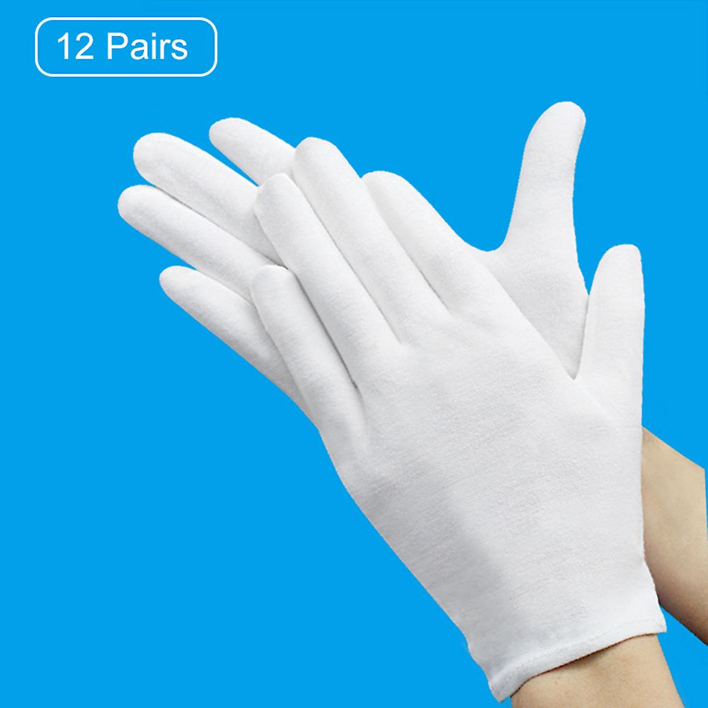 12 Pair Of Gloves White Cotton Large