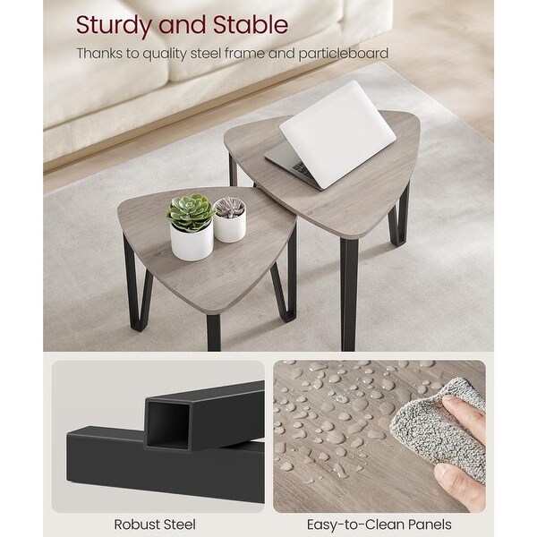 Stacking Side Coffee Tables，Heather Greige and Black End Tables