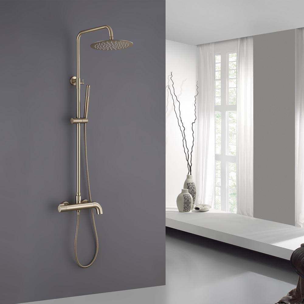 Tomfaucet 3-Spray Tub and Shower Faucet with Hand Shower in Brushed Gold (Valve Included) TFK0153BG