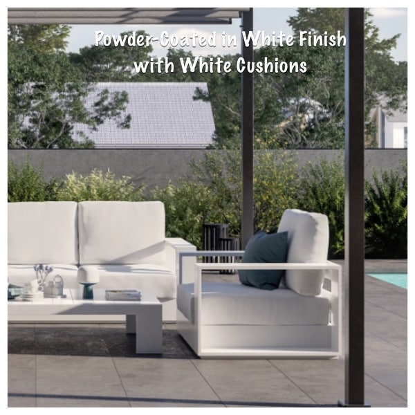 Faena White 4Piece Aluminum Outdoor Conversation Seating Set