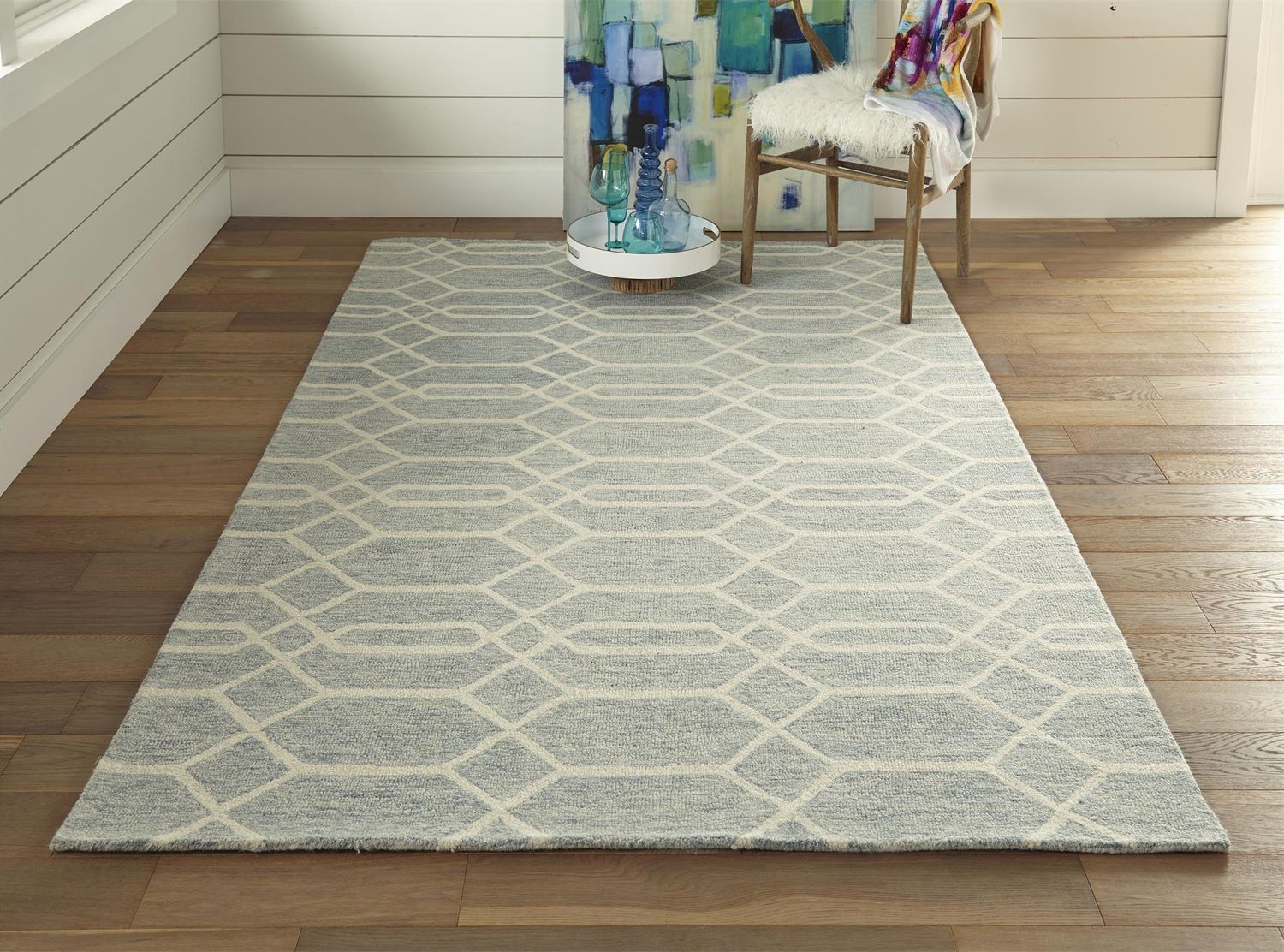 Natal Blue and Ivory Rug by BD Fine