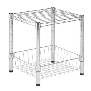 Honey-Can-Do Chrome 2-Tier Steel Wire Garage Storage Shelving Unit (15 in. W x 16 in. H x 14 in. D) SHF-09400