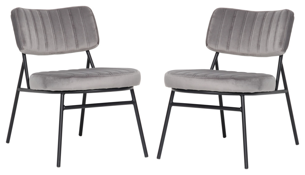 Marilane Velvet Accent Chair With Metal Frame Set of 2  Fossil Grey  MA29GR2   Midcentury   Armchairs And Accent Chairs   by clickhere2shop  Houzz