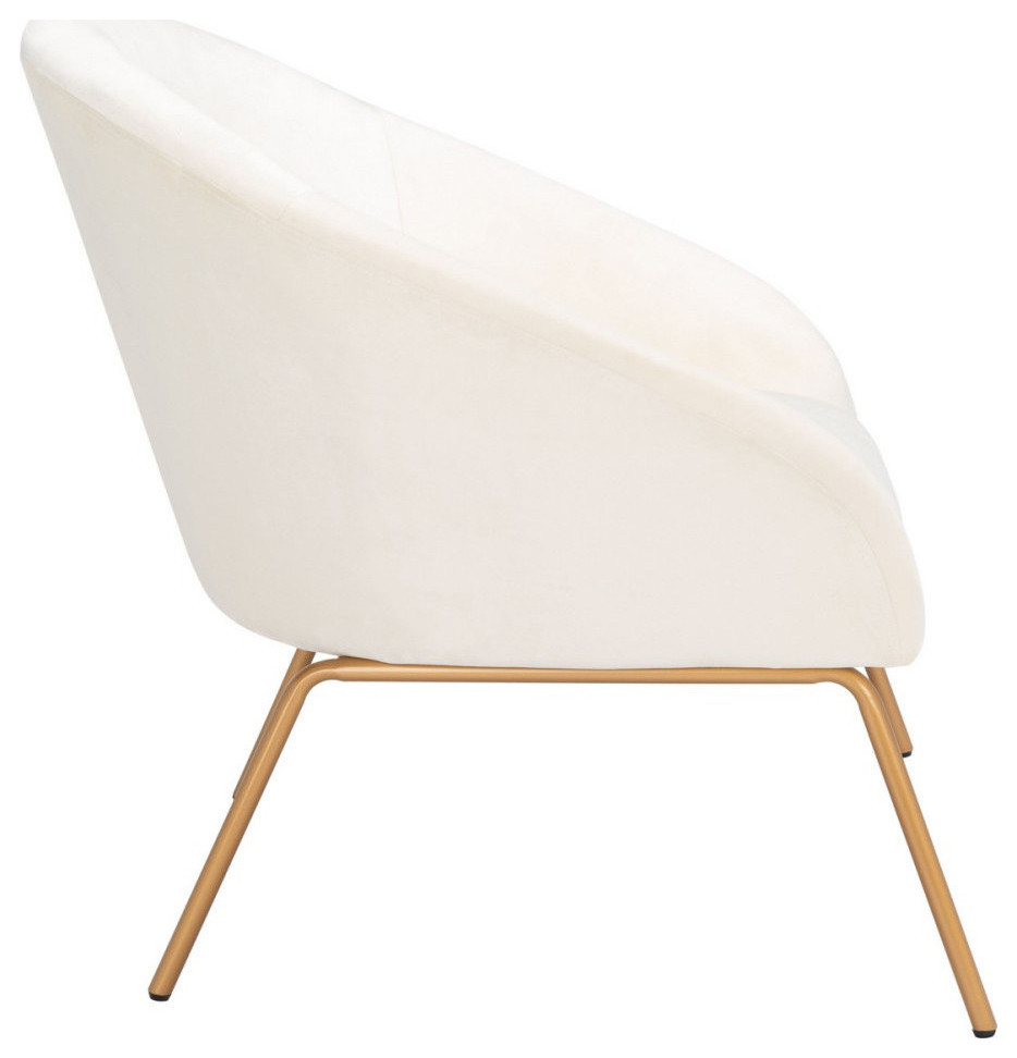 Andi Accent Chair  Cream Velvet   Midcentury   Armchairs And Accent Chairs   by Rustic Home Furniture Deco  Houzz