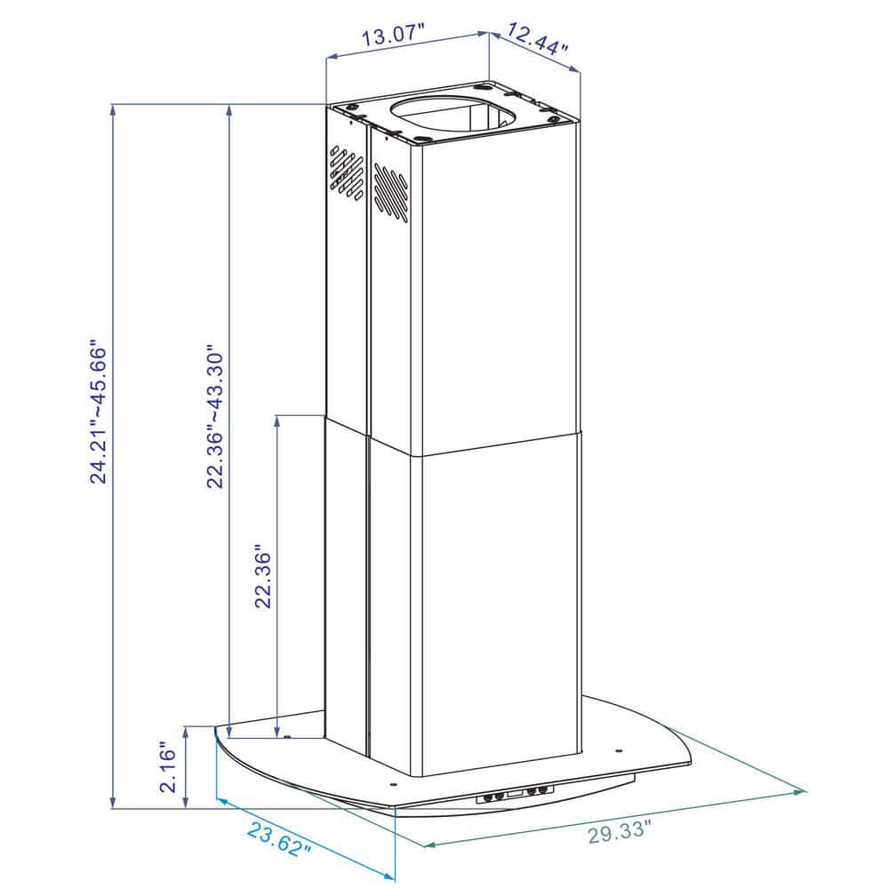 Winflo 30 in 475 CFM Convertible Island Mount Range Hood in Stainless Steel and Glass with Mesh Filter and Touch Control