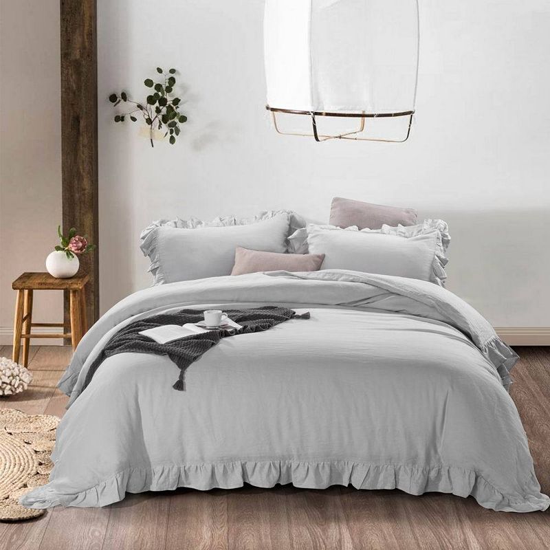 Stone Washed French Linen Duvet Cover Set 3 Pcs