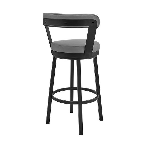 Swivel Counter Barstool with Curved Open Back and Metal Legs