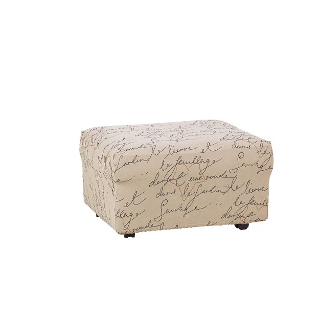 Stretch Pen Pal Ottoman Slipcover Parchment Waverly Home