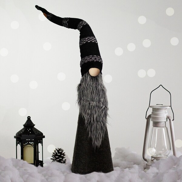 LED Lighted Cone Gnome with Knitted Hat Christmas Figure