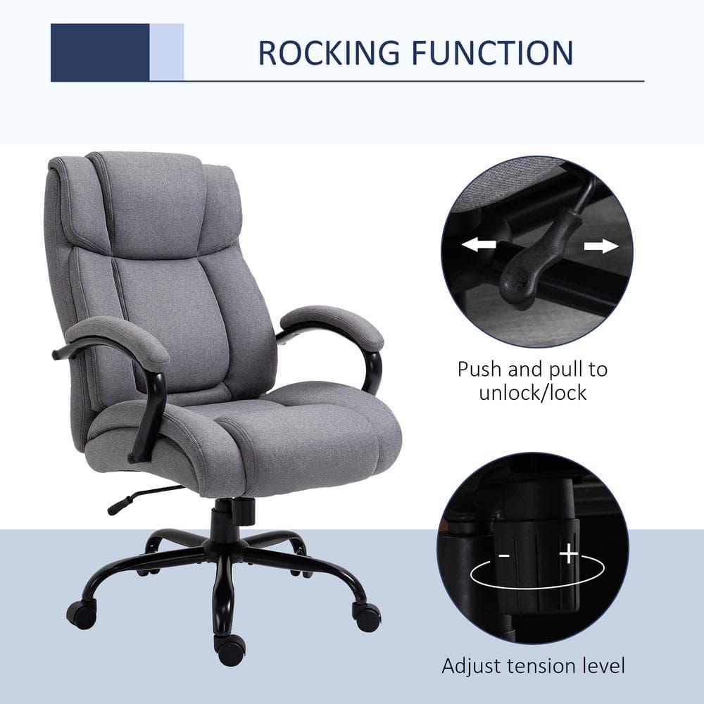 Vinsetto Light Grey, Big and Tall Executive Office Chair High Back Computer Desk Chair Ergonomic Swivel Chair with Linen Fabric 921-471LG