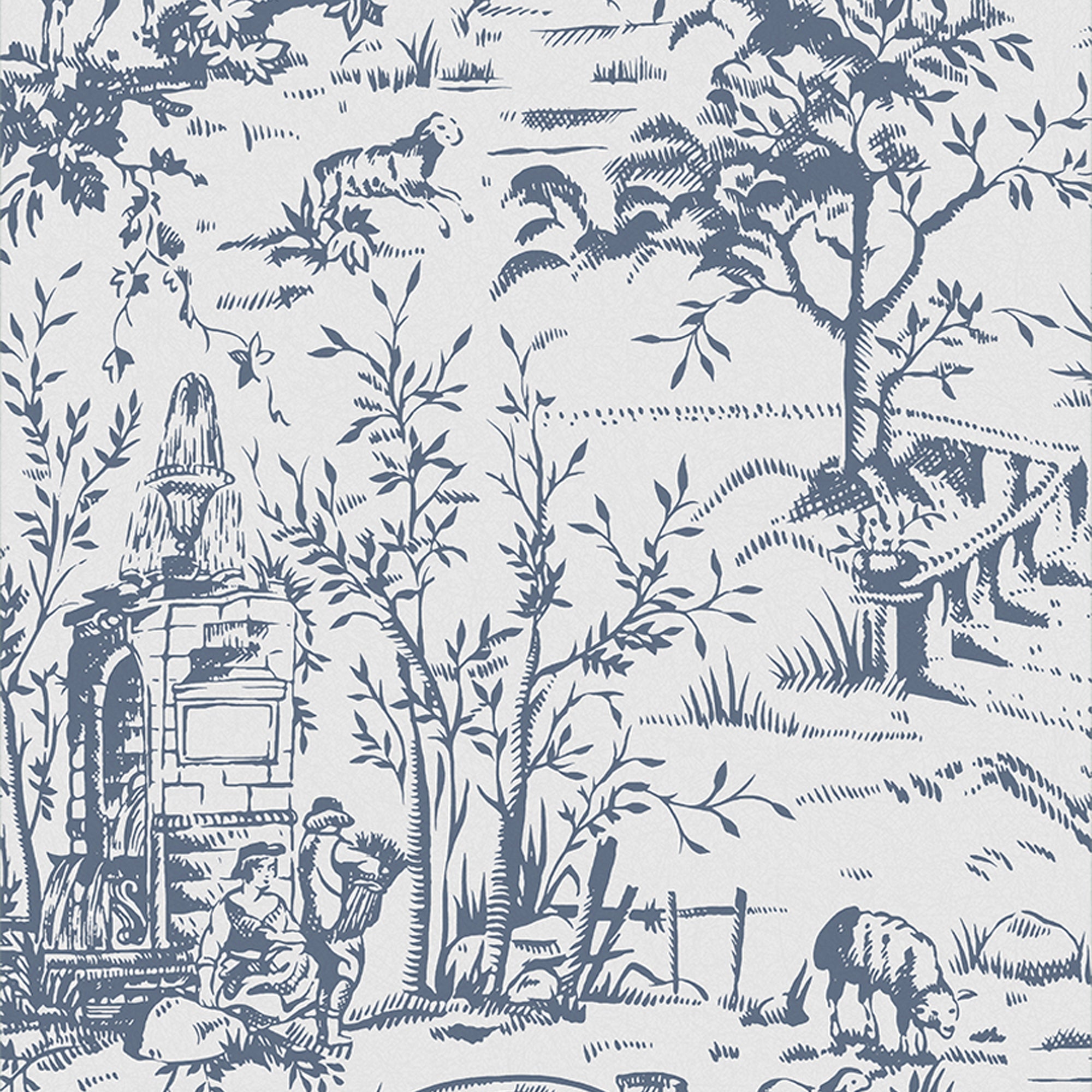 Sample Laura Ashley Toile de Jouy Dark Seaspray Blue Wallpaper