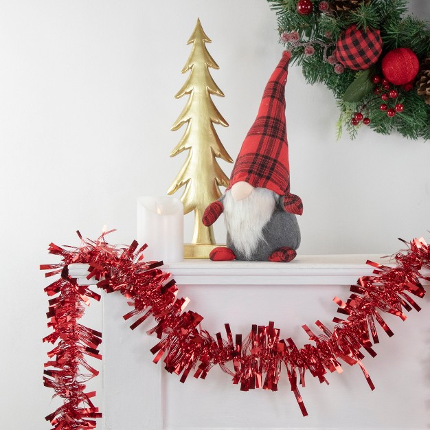 Red Boa Wide Cut Tinsel Christmas Garland Unlit