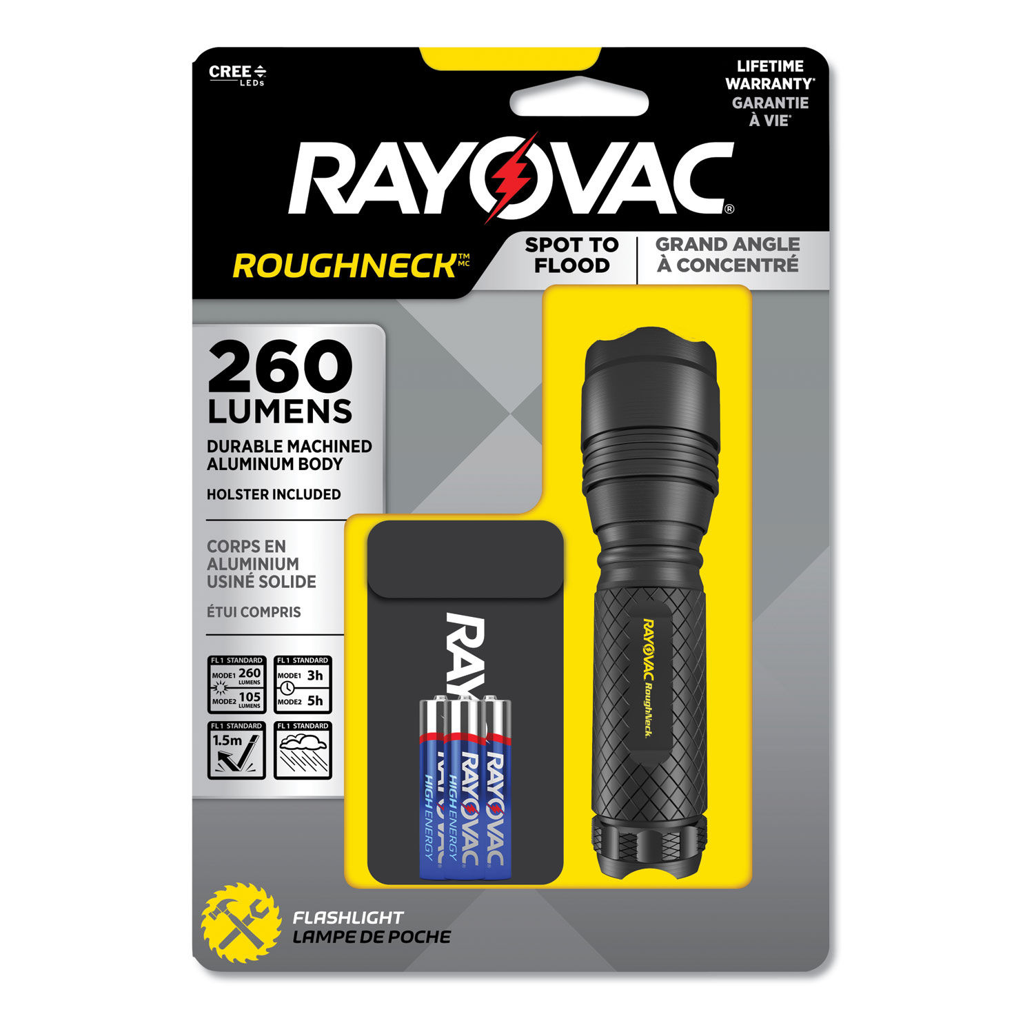 LED Aluminum Flashlight by Rayovacandreg; RAYRN3AAABXT