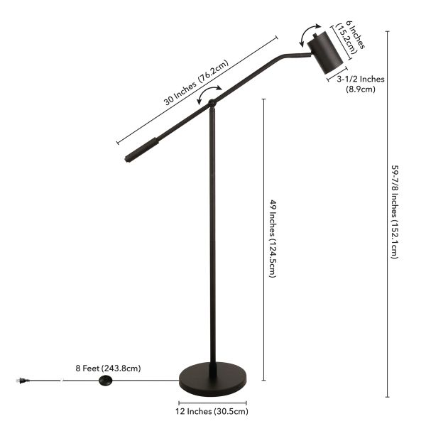 Willis Pharmacy Floor Lamp with Metal Shade in Blackened Bronze/Blackened Bronze