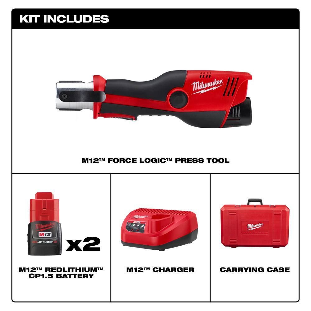 MW M12 12-Volt Lithium-Ion Force Logic Cordless Press Tool (Tool Only- No Jaws) 2473-20