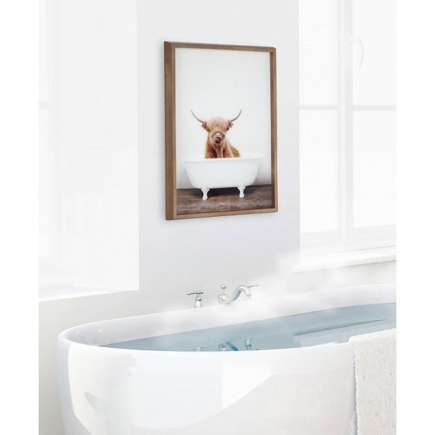 X 24 quot Blake Highland Cow In Tub Framed Printed Glass By Amy Peterson Gold Kate And Laurel