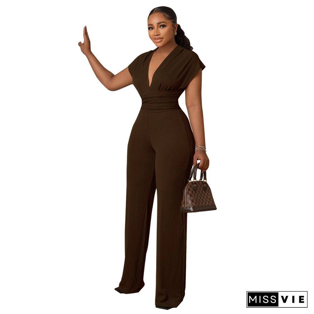 New Solid Color Waist Women's Jumpsuit