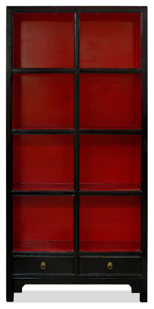 Distressed Black and Red Elmwood Zen Asian Bookcase   Asian   Bookcases   by China Furniture and Arts  Houzz