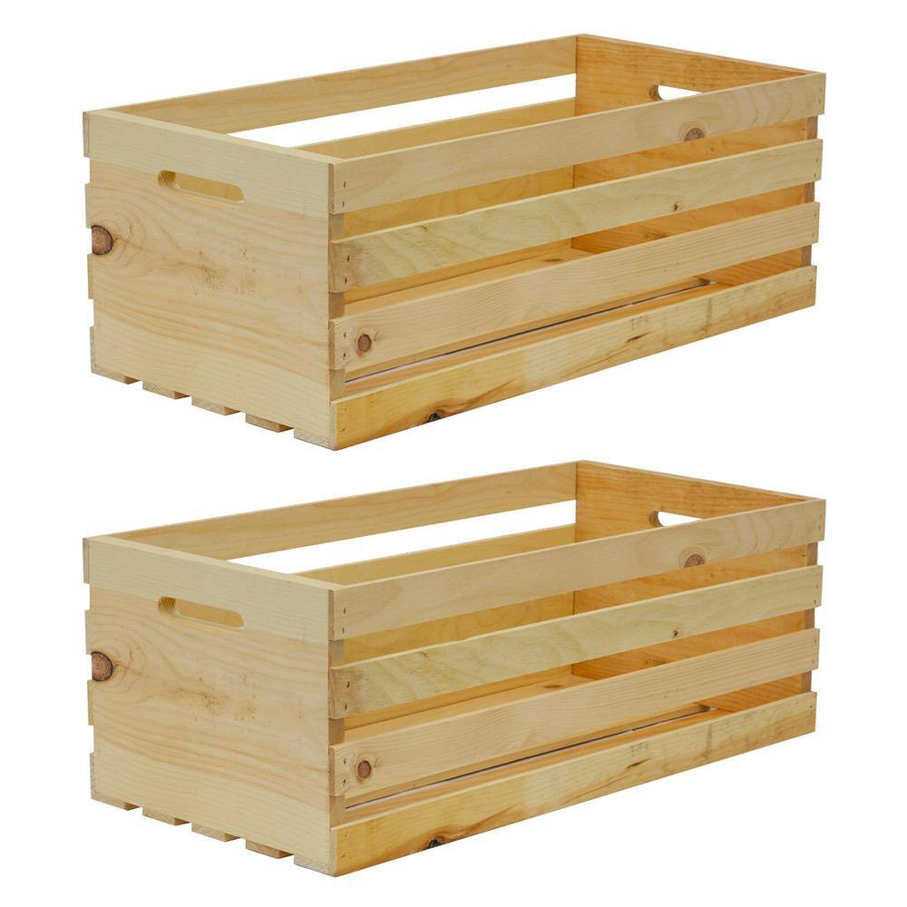 Crates  Pallet 27 in. x 12.5 in. x 9.5 in. X-Large Wood Crate (2- Pack) 94646